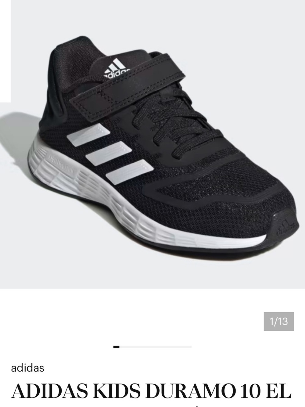 ADIDAS KIDS DURAMO 10 EL I SHOES IN BLACK/WHITE SIZE 9K